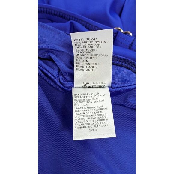 Athena Womens Size 8 Blue Adjustable Strap Ruffle Waist Swimsuit Tankini Top - Picture 9 of 9